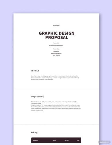 free simple graphic design proposal template