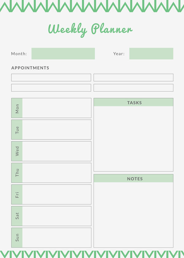 weekly meal planner template printable free