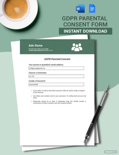 gdpr parental consent form