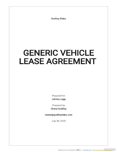 generic vehicle lease agreement template