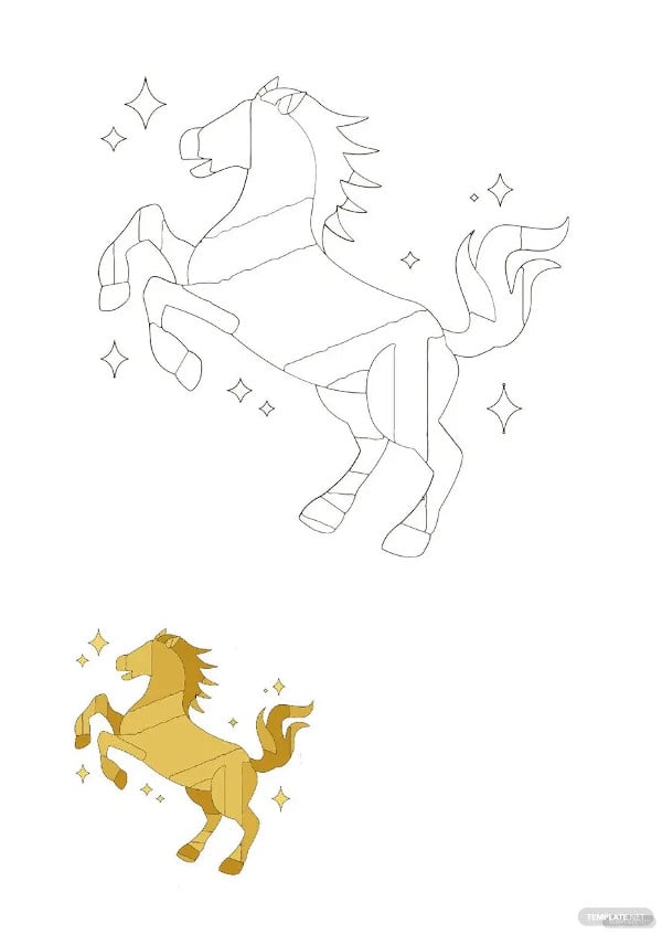 golden horse coloring page