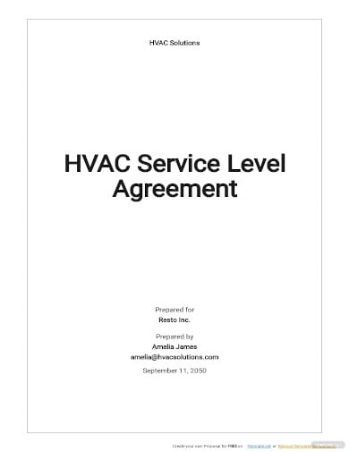hvac service level agreement template