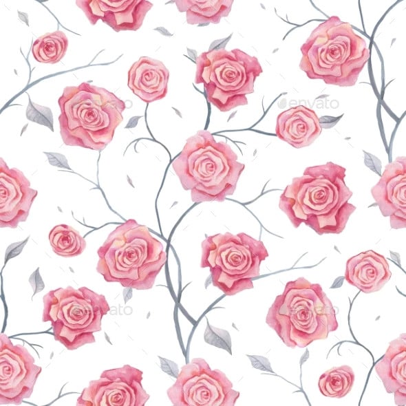 hand drawn seamless pattern of roses