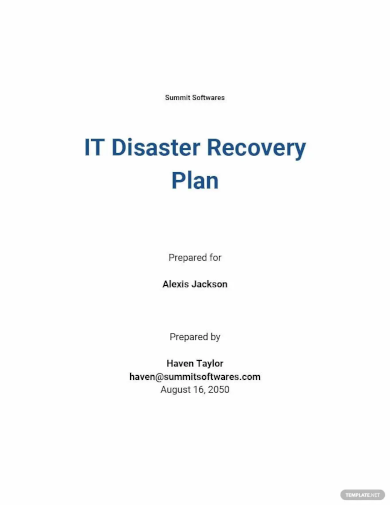 it disaster recovery plan template