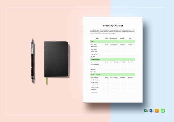inventory checklist templatess