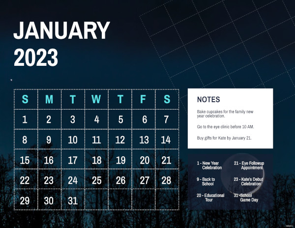 january 2023 photo calendar template