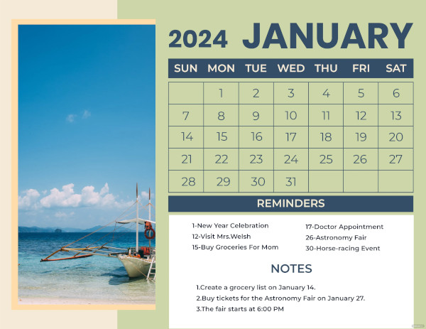 january 2024 photo calendar