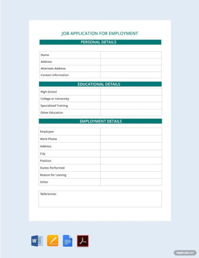 basic job application template