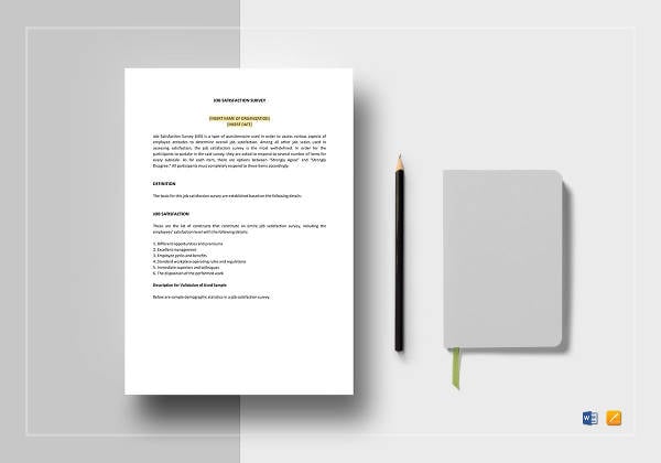 Job Satisfaction Survey Template - 8+ Free Word, PDF Documents Download