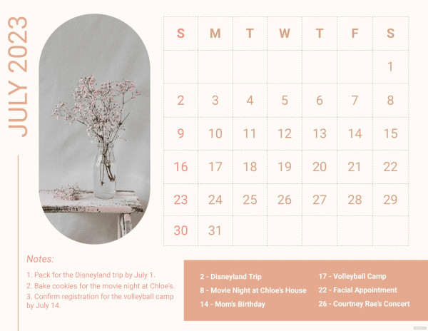 july 2023 photo calendar template