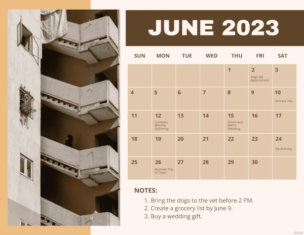 june 2023 photo calendar template