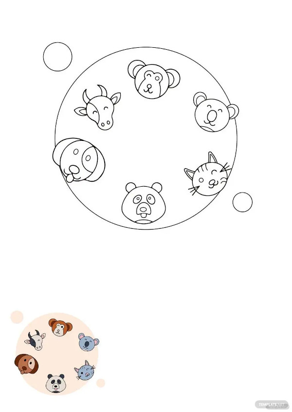 kids animal coloring pages template