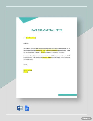 lease transmittal letter