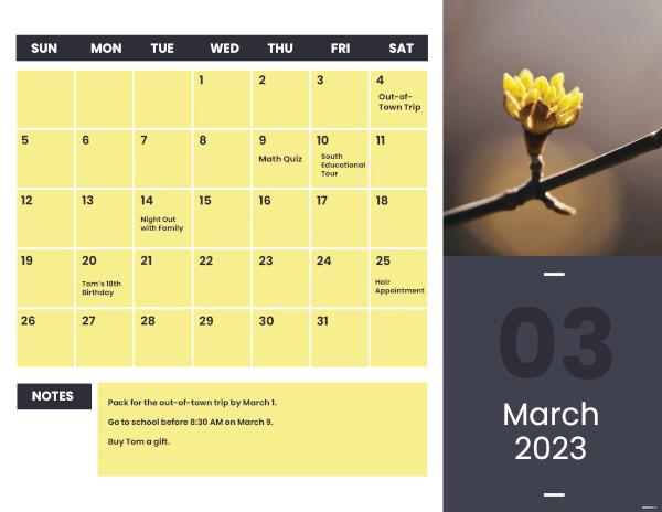 march 2023 photo calendar template