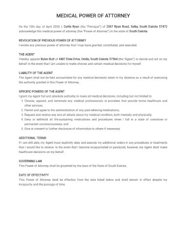 medical power of attorney form template