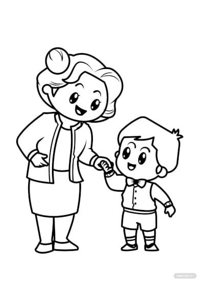 mothers day cartoon drawing template