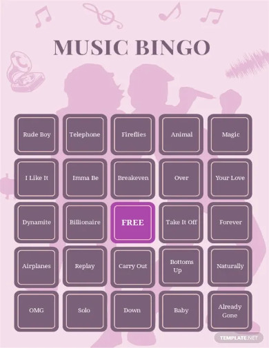 music bingo card template