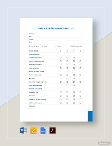 new hire paperwork checklist template