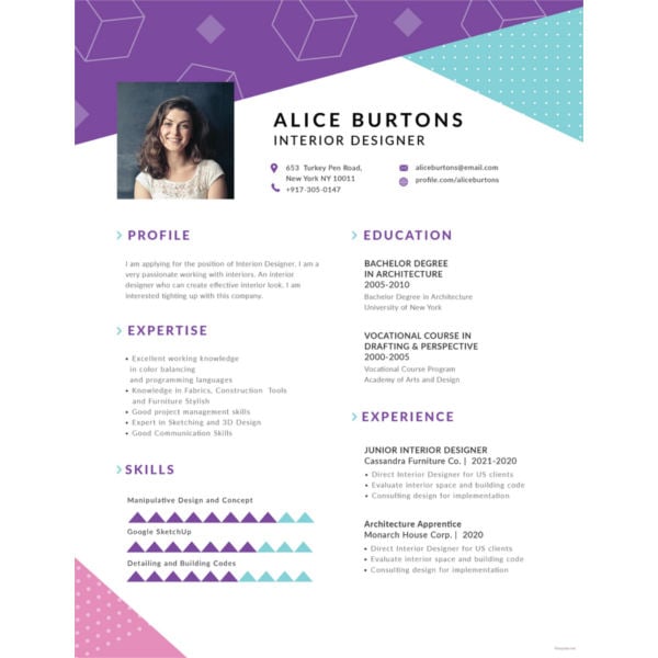 one page resume for experienced