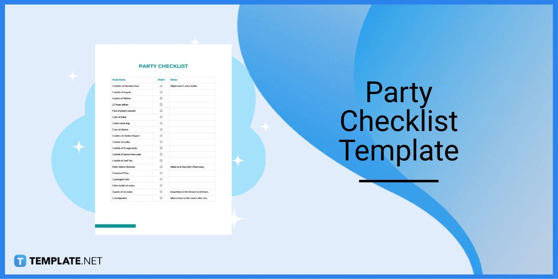 party checklist template