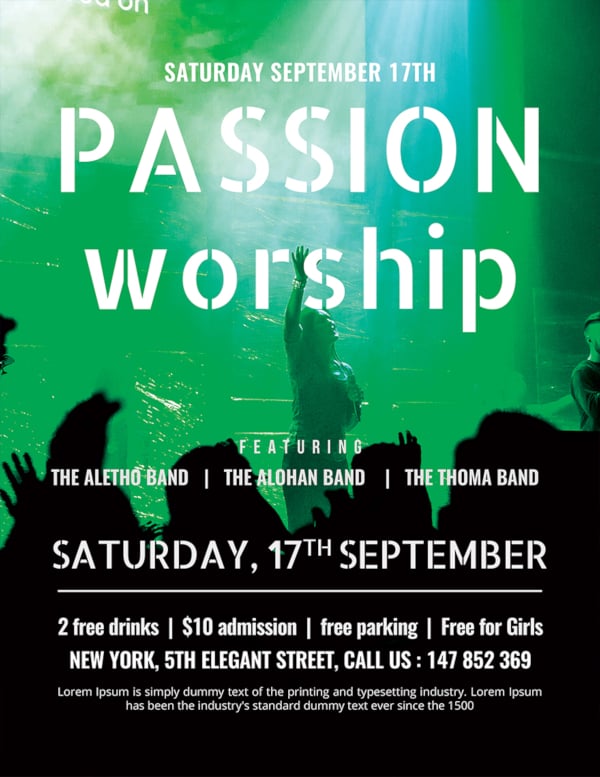 passion worship conference flyer template