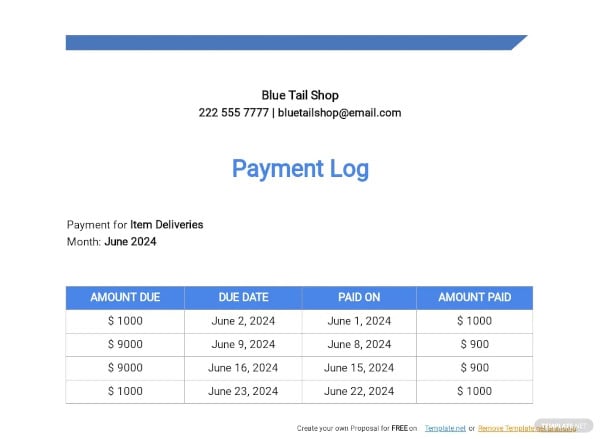 payment log tracking template