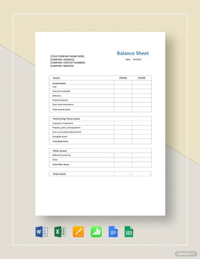 personal standard balance sheet template
