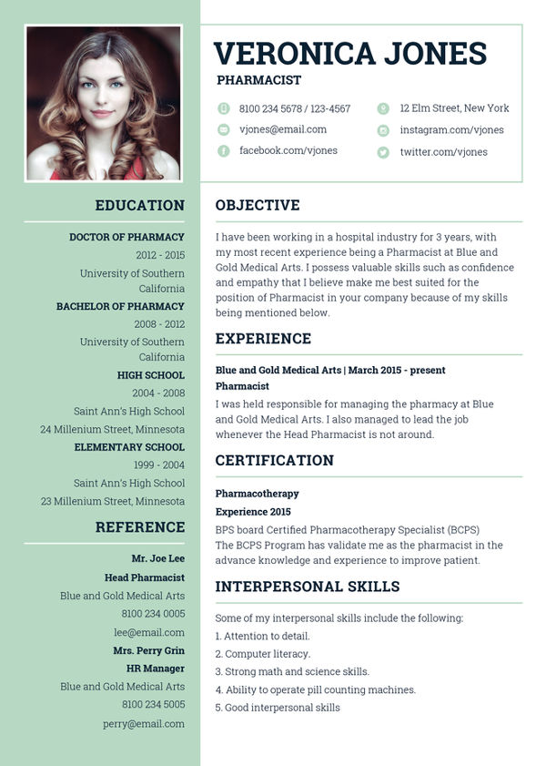 10+ Pharmacist Resume Templates - PDF, DOC | Free ...