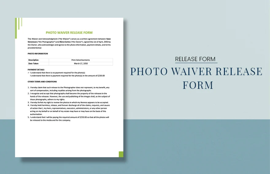 photo waiver release form