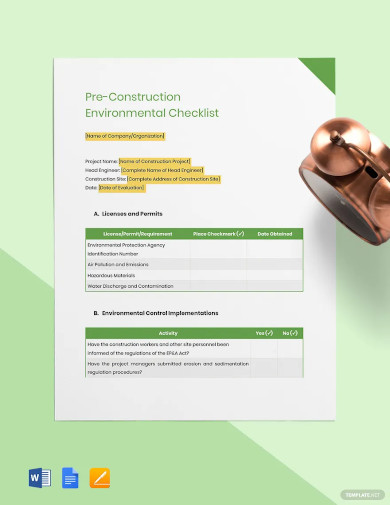 Construction Checklist Template - 45+ Free Word, PDF Documents Download