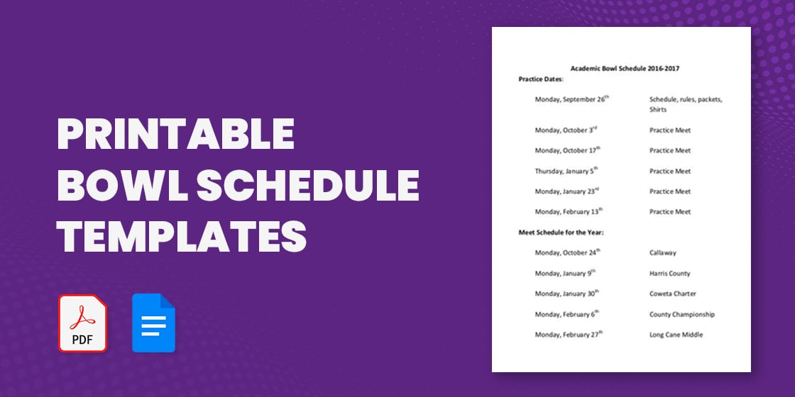 Printable Bowl Schedule Templates 9+ Free PDF Format Download