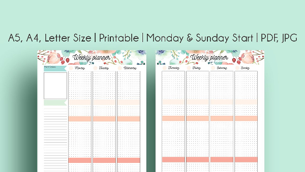 Printable Weekly Planner Template Pdf