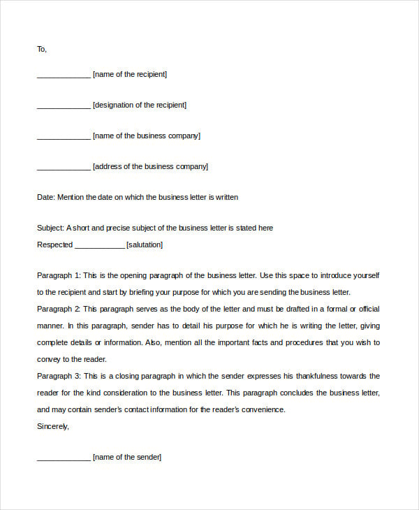 Business Letter Template Word 7 Free Word Documents Download