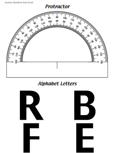 protractor alphabet letters in a4 size