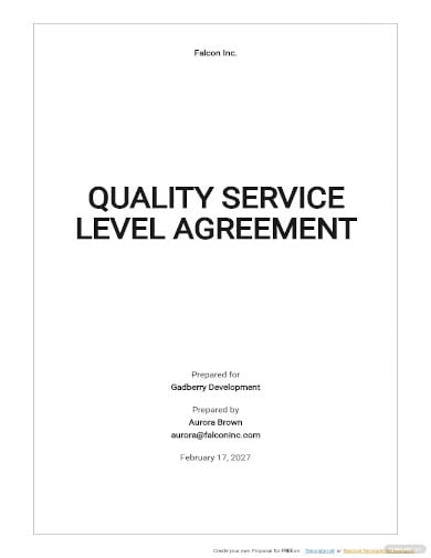quality service level agreement template