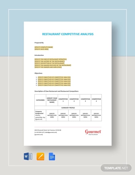 restaurant competitive analysis template