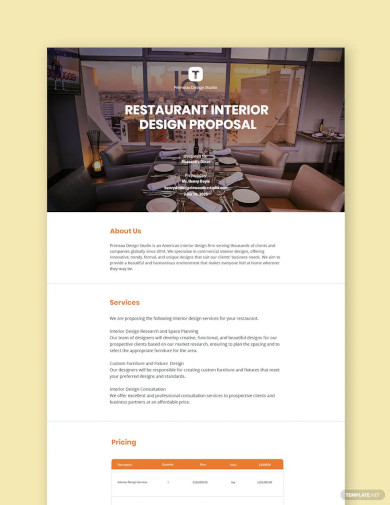 restaurant interior design proposal template