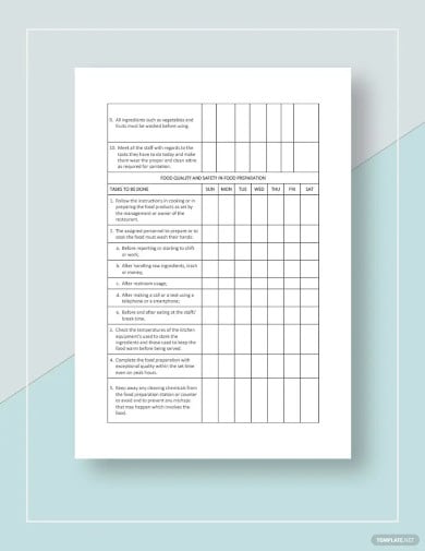 restaurant operations checklist template