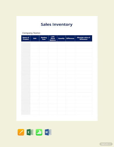 sales inventory template