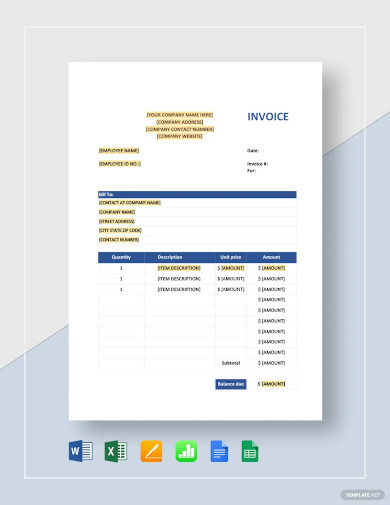 sales invoice excel template