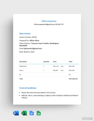 sales invoice template