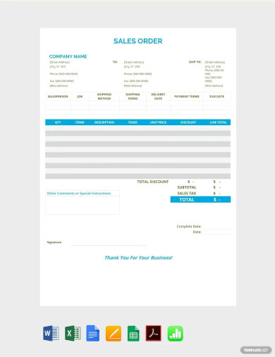 sales order template