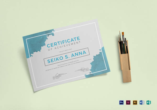 sample achievement certificate template
