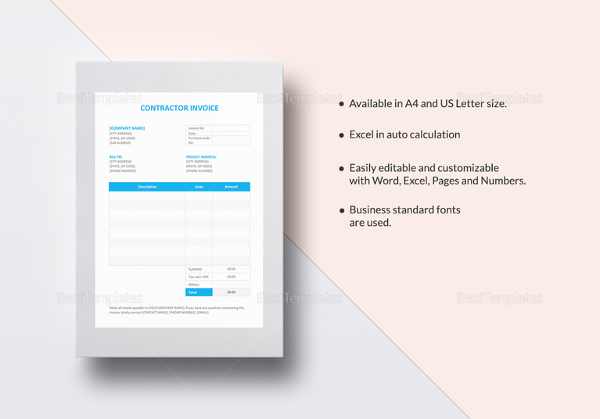 sample contractor invoice