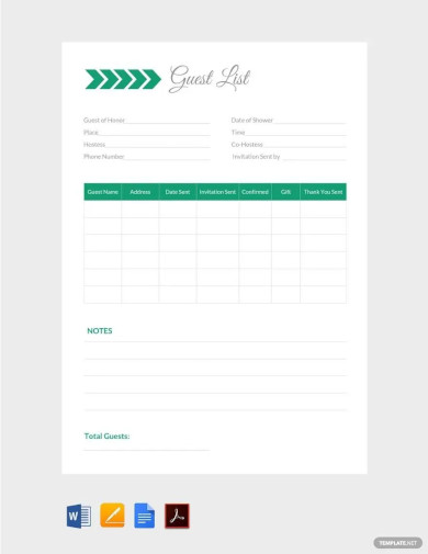 Guest List Templates - 12+ Word, PDF Documents Download