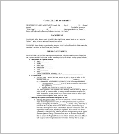 sample sales agreement template