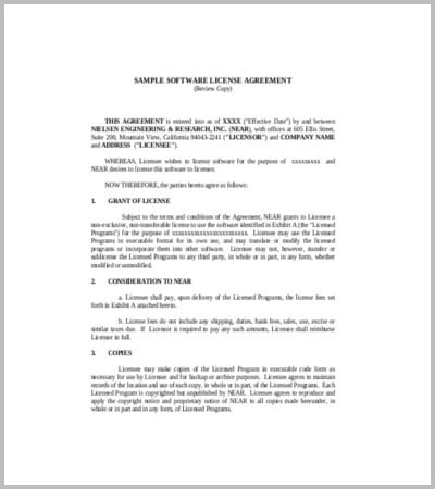 sample software licence agreement template