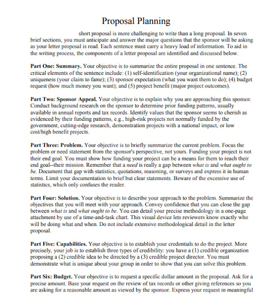 short business proposal internal planning