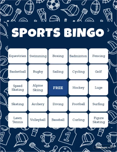 sports bingo card template