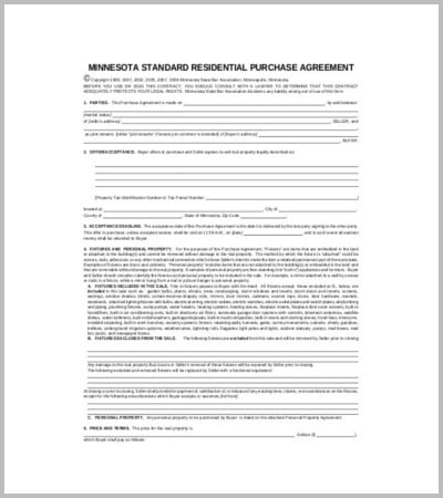 standard purchase agreement template